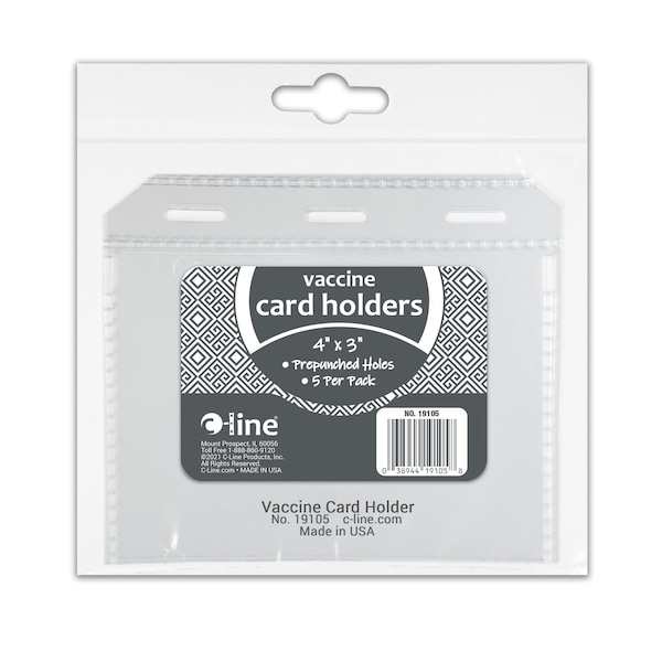 COVID19 Vaccine Card Holder, Clear, 4 X 3, 5PK